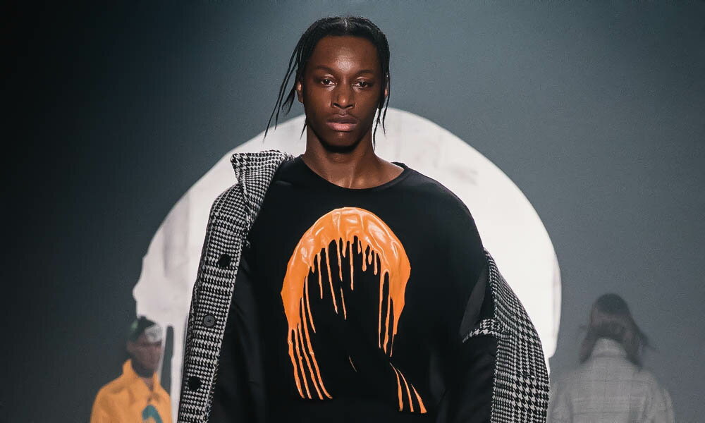 ROCHAMBEAU (ロシャンボー) PAINT DRIP LONG SLEEVE TEE (BLACK) [ロングスリーブ Tシャツ ロンT オーバーサイズ ロゴ グラフィック ブランド メンズ レディース ユニセックス] [ブラック]