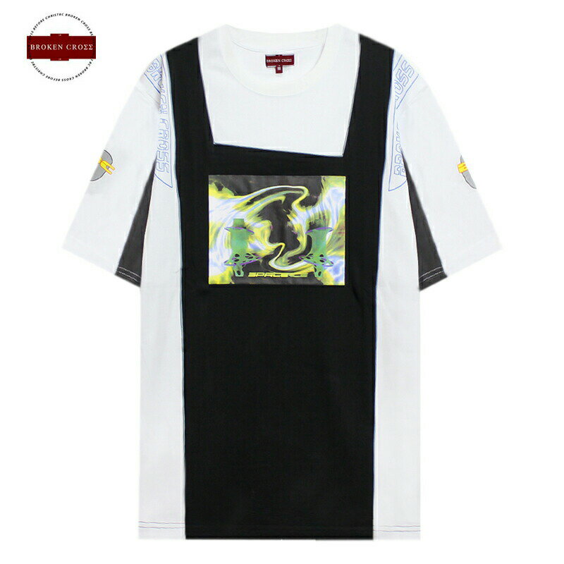 BROKEN CROSS (ブロークン クロス) SPACE TEE (WHITE/BLACK) Tシャツ カットソー ロゴ メンズ レディース ユニセックス ホワイト/ブラック