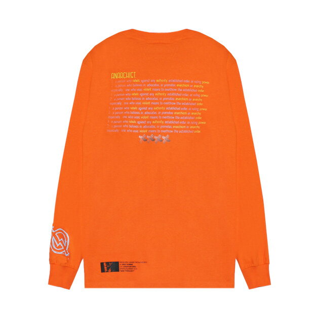 BRIU HOMME | DEFINITION LONGSLEEVE (ORANGE) 長袖 ロングスリーブ Tシャツ ロゴ グラフィック プリント トップス メンズ オレンジ