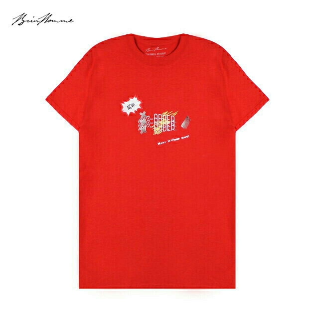 BRIU HOMME (ブリウ オム) NEW ORDER T-SHIRT (RED) Tシャツ カットソー ロゴ メンズ レディース ユニセックス レッド