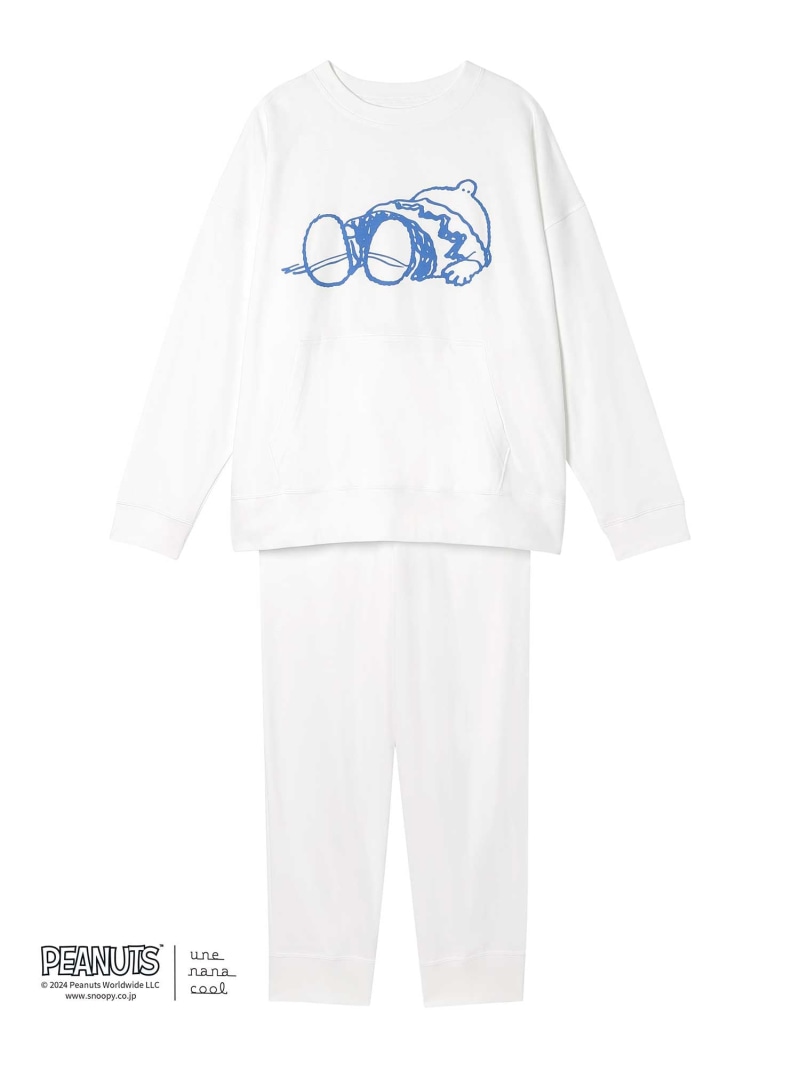【SALE／35%OFF】【スヌーピー】MADE WITH PEANUTS 【綿100%】やわらか裏毛パジャマ une nana cool ウンナナクール インナー・ルームウェア パジャマ ホワイト【RBA_E】【送料無料】[Rakuten Fashion]のサムネイル