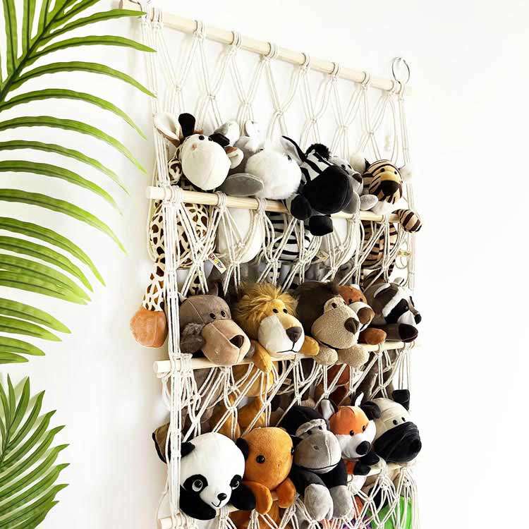 3段収納 収納 ウォールポケット ハンモック ぬいぐるみ おしゃれ 収納 ぬいぐるみネット おもちゃ 見せる収納 壁掛け 整理整頓 吊り下げラック ぬいぐるみ収納ハンモック 流木タペストリー編み 収納ネット 大容量 おもちゃ箱 隙間収納 棚 [3]