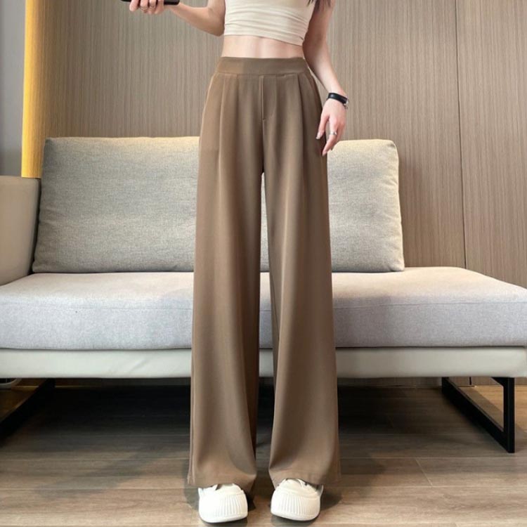 ウエストゴム 韓国ファッション レディース ロングパンツ ストレート 夏 ハイウエスト ボトムス ワイドパンツ スーツパンツ 薄手 スラックス スラックスパンツ 美脚 通勤 オフィス 着痩せ 送料無料 脚長 おしゃれ ゆったり 大きいサイズ 春 unfinish-store-10006776 UNFINISH STORE サンプル画像3