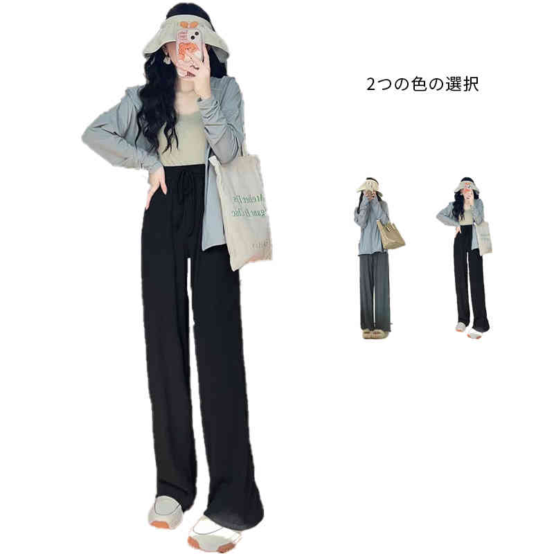 乐天商城 - 送料無料 ワイドパンツ レディース パンツ ガウチョパンツ さらさら ゆったり 落ち感 涼しい ゆったり ルームウェア 部屋着 ゴム 無地 春夏