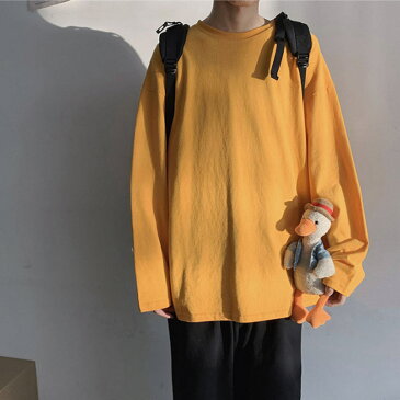 送料無料 全9色5サイズ 長袖 Tシャツ 無地 ゆったり メンズ ドロップショルダー ロンT コットン トップス 長袖 カットソー オーバーサイズ 春 秋 クルーネック ビッグシルエット ストリート系 カジュアル