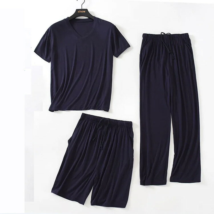 UNFINISH STOREのルームウエア メンズ ストレッチ 上下セット 3点セット 半袖 Tシャツ ショートパンツ ロングパンツ 春夏 秋 接触冷感 ひんやり 薄手 部屋着 パジャマ ラウンジウェア 部屋着 吸汗速乾 大きいサイズ 無地 シンプル おしゃれ ウエストゴム プレゼント ギフト 送料無料｜アングル3
