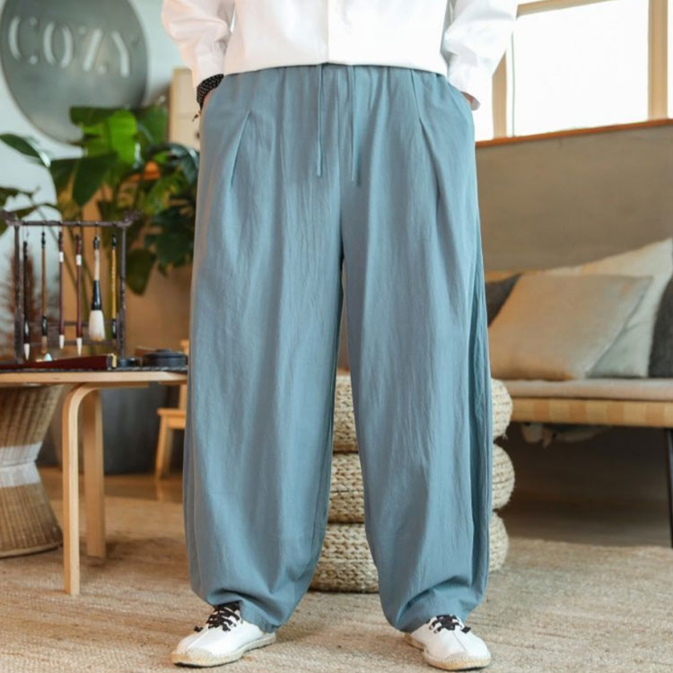 サルエルパンツ メンズ ロングパンツ ガウチョパンツ ワイドパンツ 綿麻 ビッグシ...