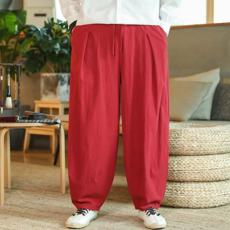 サルエルパンツ メンズ ロングパンツ ガウチョパンツ ワイドパンツ 綿麻 ビッグシ...