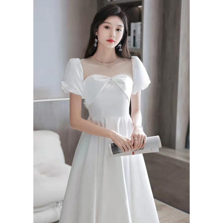 ドレス 発表会 膝下丈 花嫁 コンクール レディース きれいめ 可愛い ウェディングドレス ワンピース ドレス 結婚式 フェイクパール ロングドレス 2次会 ワンピース ウェディングドレス プリンセス 姫 派手 送料無料