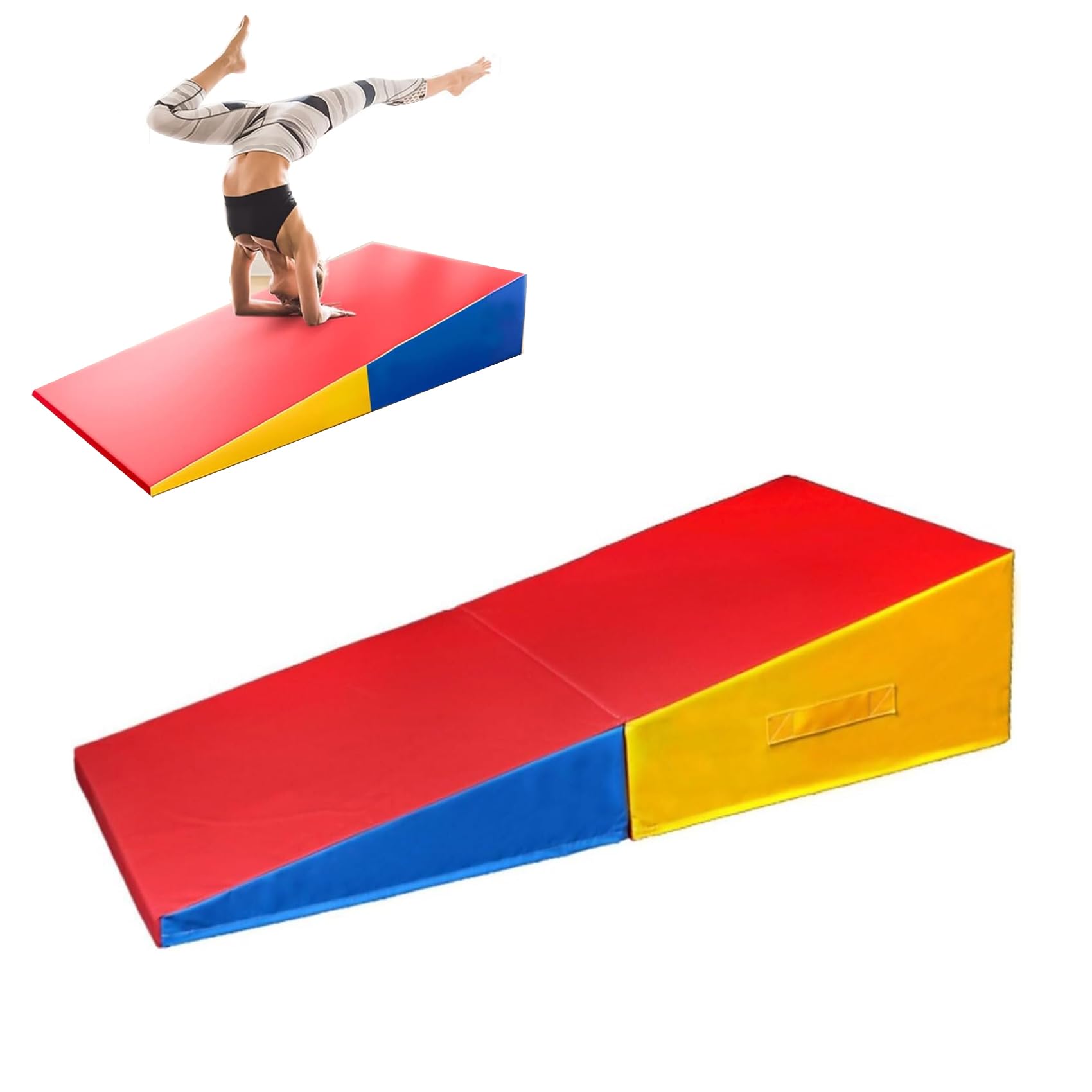 傾斜体操マット 体操用折りたたみ式傾斜マット 折りたたみ傾斜ジムマット 体操チーズの楔形の斜めマッ..