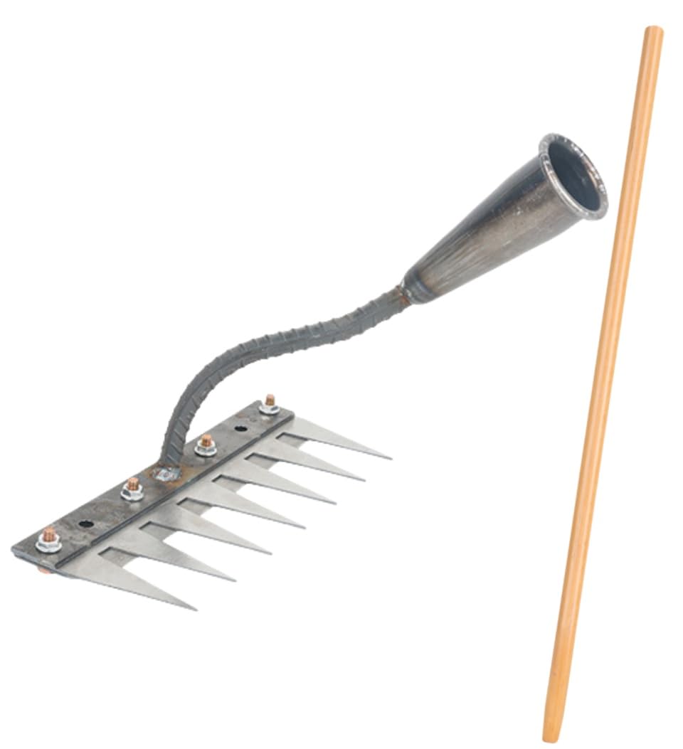 マンガン鋼厚手着脱式鍬釘熊手 雑草除去ツール 着脱式設計 超軽量 多機能土ほぐし熊手 マンガン鋼草取..