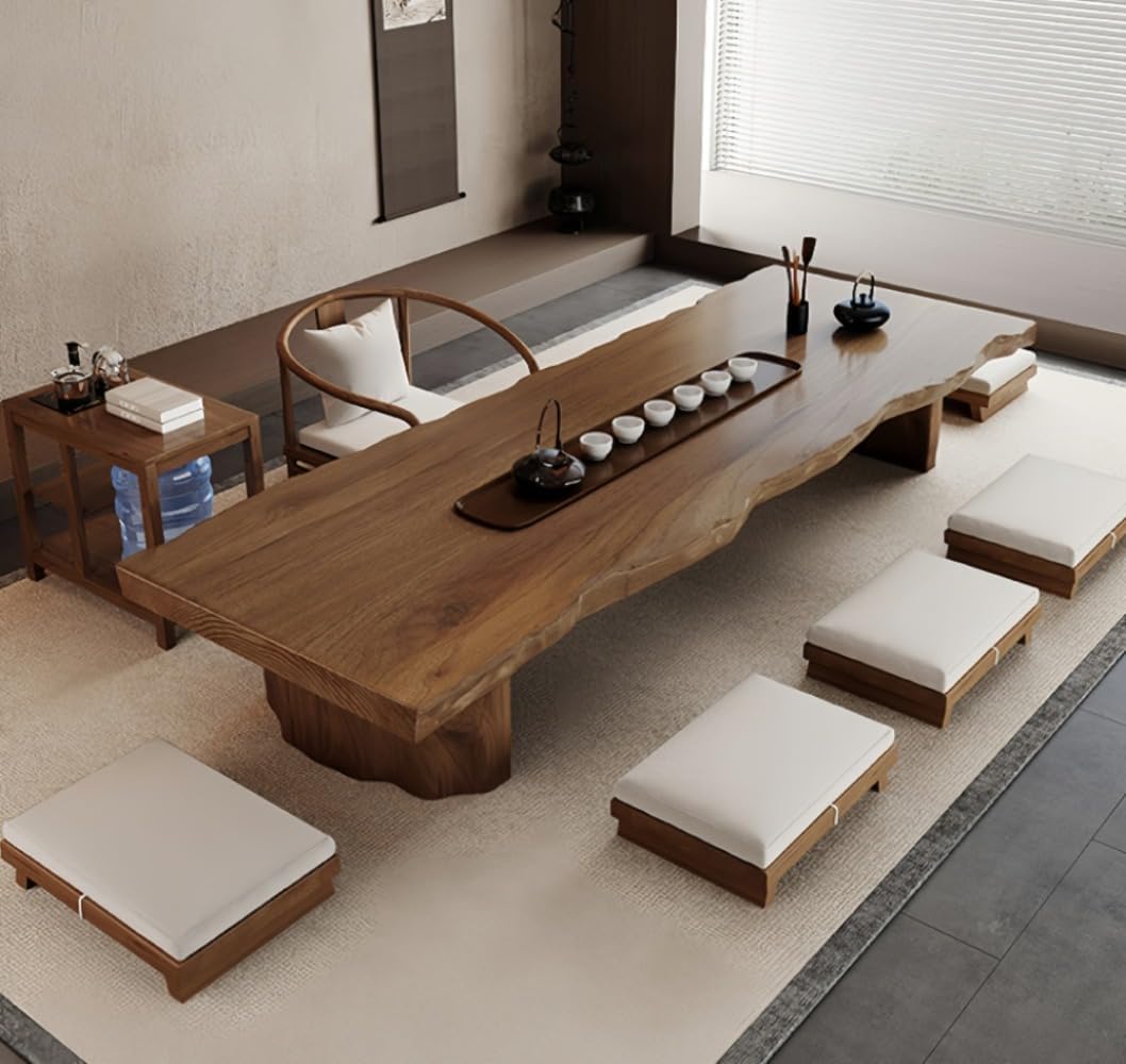 樂天商城 - 和風フロア、レトロなティー、ローテーブル、長方形の畳、床に座る特色のある家具 天然木 日本風 低い ロータイプ 端部丸め加工 座卓 和室 ダイニング