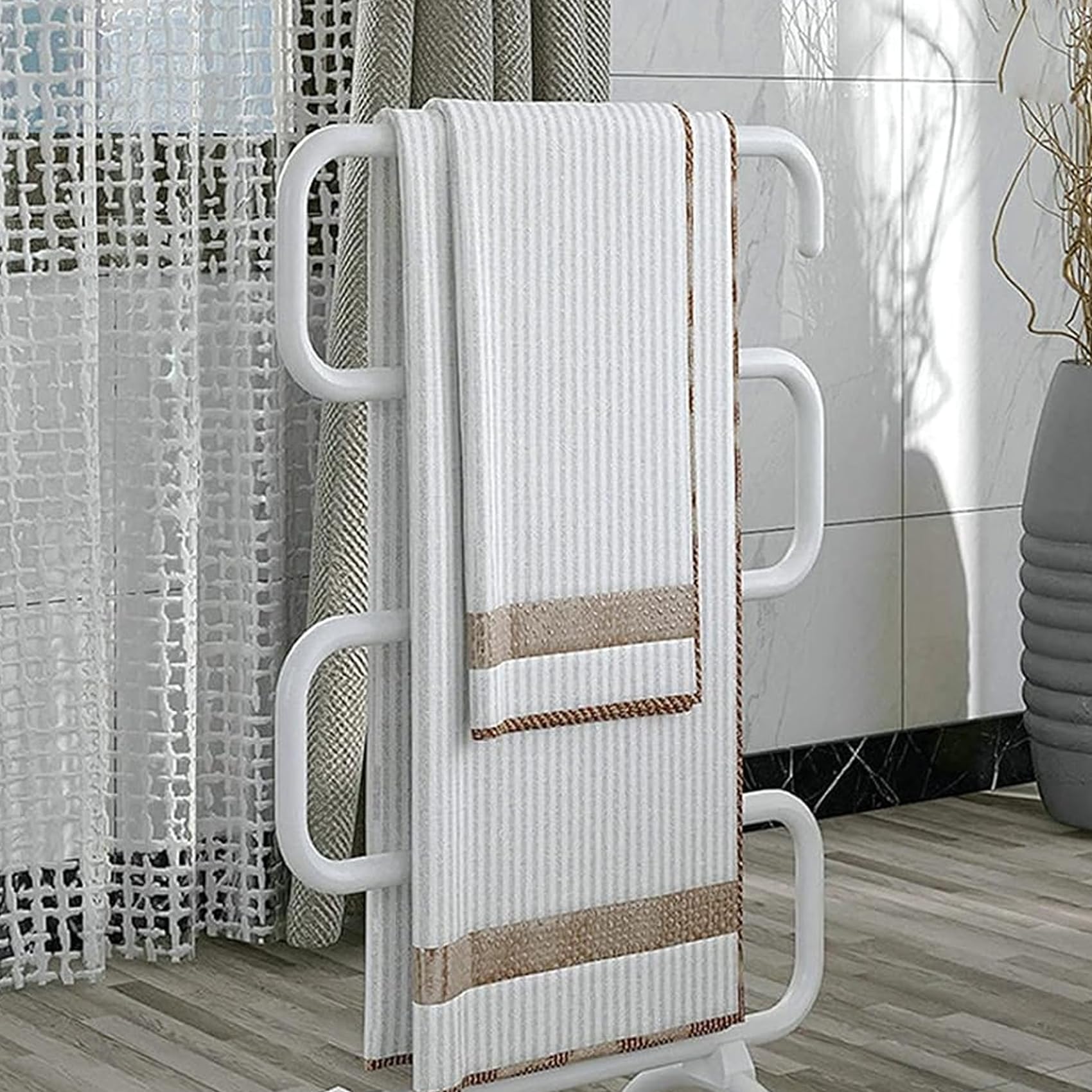 電気タオルウォーマ 乾燥ラック 急速加熱 低電力 IPX4防水 タオルウォーマー ステンレス鋼 S型 自立型 浴室用 電気加熱式タオルラック 加熱タオルラック 恒温布巾掛け 浴室 洗面台 ホテル用