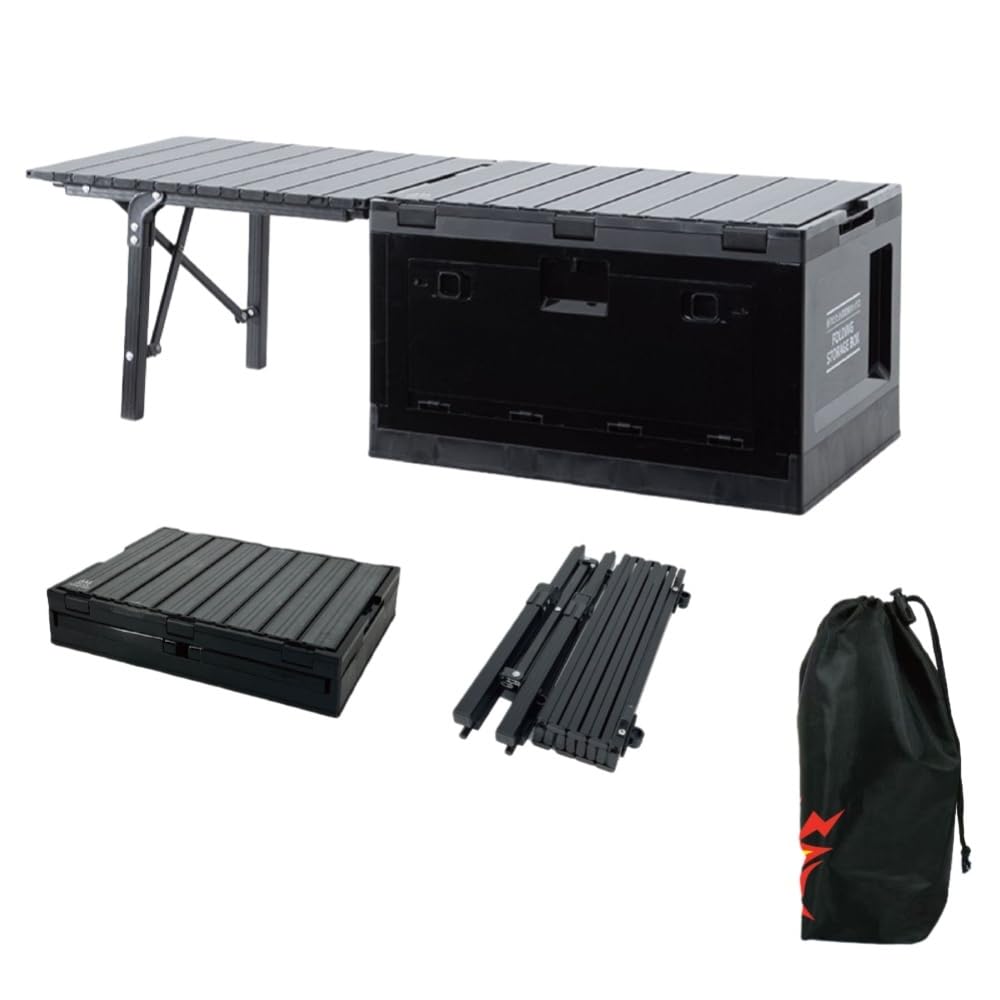 アウトドア折りたたみ収納ボックス サイドオープン 大型 アルミ蓋 車のトランクに最適 家庭用 キャンプ..