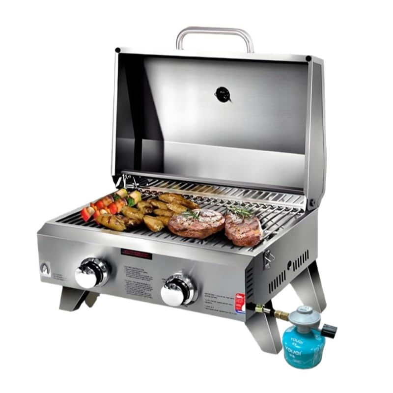 · 高品質ステンレス製：耐熱性耐久性に優れたステンレス素材を採用。錆びにくく、長期間安心してご使用いただけます。· 理想的な熱制御：内蔵の温度計で、内蔵の温度計でグリルを当てる手間を省きます。 調理温度を正確に監視し、完璧な焼き目を作ったり、料理を完璧に調理したりできます。· 持ち運びが簡単：外出先での料理体験のために設計されたこのポータブルプロパンガスグリルは、コンパクトな卓上デザインを誇ります。折りたたみ式の脚がさらに便利になり、冒険の途中でどこでもアウトドア料理を楽しむことができます。· 折りたたみ式デザイン：折りたたみ式脚とロック可能なカバーは、持ち運びや収納に便利です。 また、運搬や保管が容易になります。 ディナーパーティーやキャンプに最適な場所です。· 強力なデュアルバーナーシステム：高性能10,000 BTUバーナー2台を備えたこのガスグリルは、パワフルで均一な調理を保証します。 ハンバーガーのグリル、ステーキの焼き、繊細な料理の調理など、デュアルバーナーは万能な熱制御を提供します。· 幅広い用途：トレイル、キャンプ、ピクニック、ボートなど旅行に最適です。 すべての金具はパッケージに梱包されており、組み立てが簡単です。商品の説明名前：バーベキューグリルサイズ：58*42*37cm重さ：12kg材料：ステンレス鋼アウトドアクッキングの利便性を体験してください。 究極のポータブルプロパンガスグリルは、持ち運びが簡単、大きなステンレススチール格子、理想的な熱制御、迅速な取り付けを組み合わせ、屋外での料理の冒険を簡単にします。パワーと性能を犠牲にすることなく、アウトドアクッキングの利便性を体験してください。強力な2バーナーシステム、大きなステンレススチール格子、理想的な熱制御、迅速な取り付けを組み合わせ、屋外での料理の冒険を簡単にします。頑丈なステンレス素材を採用し、耐久性と美しさを兼ね備えています。2口バーナー搭載で複数の料理を同時に調理でき、家族や友人とのキャンプ、野営、ピクニック、庭先でのホームパーティーにも大活躍します。折りたたみ式の脚や取っ手付きで、収納や持ち運びもラクラク。どこへでも持ち出せて、自然の中で手軽に美味しい料理を楽しむことができます。ノート：1. 手動測定により1〜3cmの誤差が生じる場合があります。2. 光とスクリーンの違いにより、アイテムの色が写真と多少異なる場合があります。