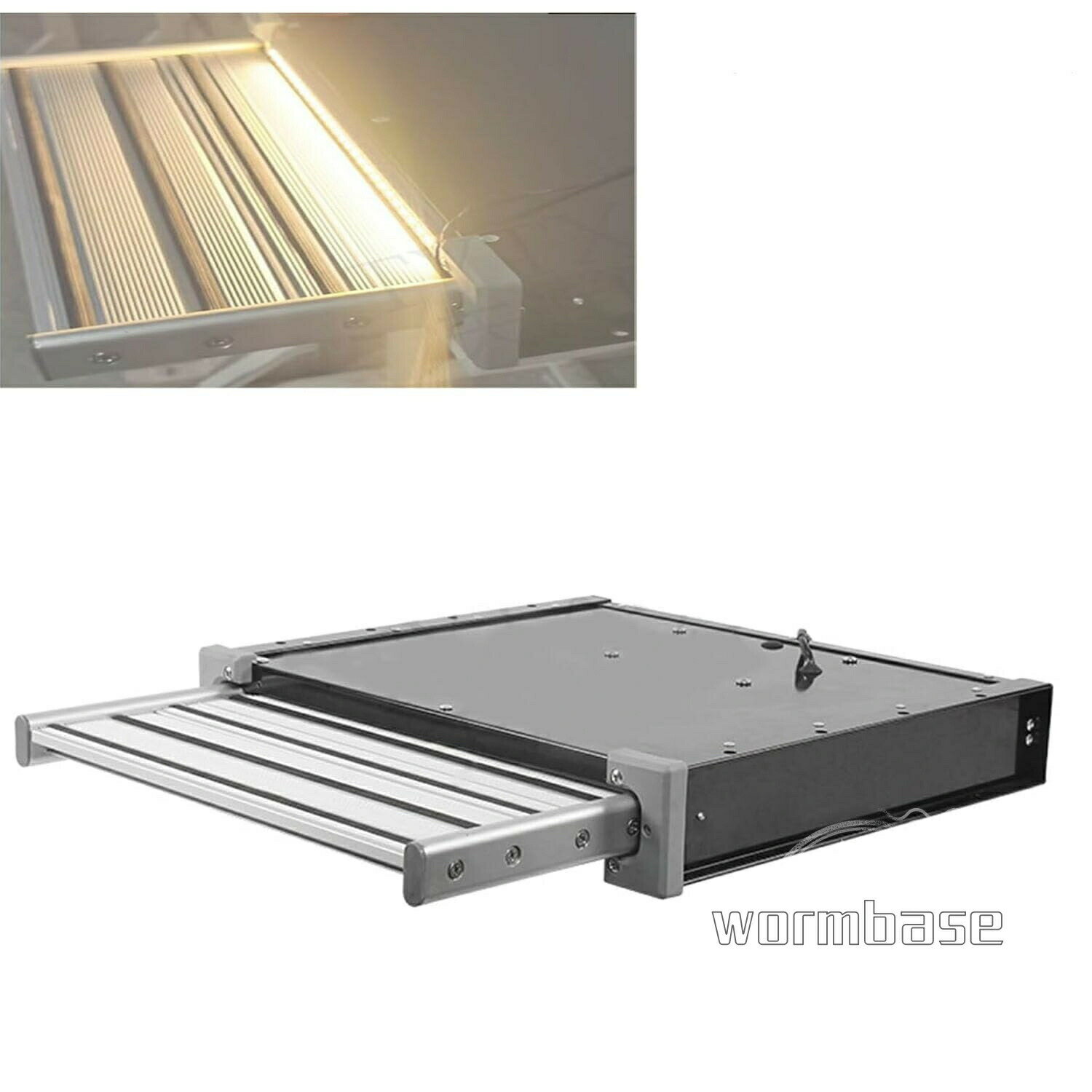 電動RVステップ/滑り止めキャンピングカー階段 LEDライト付き 動伸縮式ステップ 耐荷重200KG モーター..