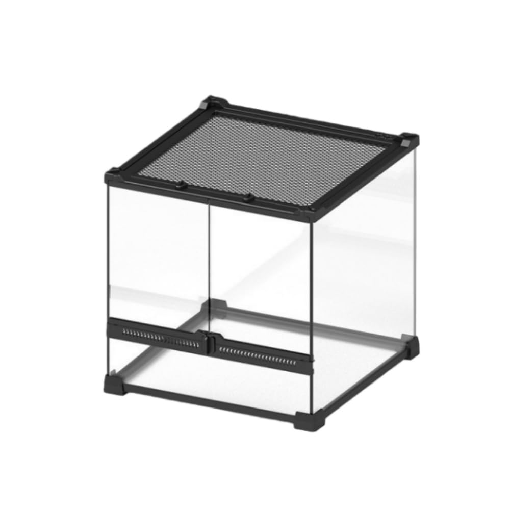 爬虫類ケージ 前面デュアルドア 組み立て不要 上部メッシュ取り外し可能 レプタイルボックス レオパ トカゲ カメレオン ヘビ クモ 飼育ケース 大型爬虫類飼育箱 (30×20×30cm)