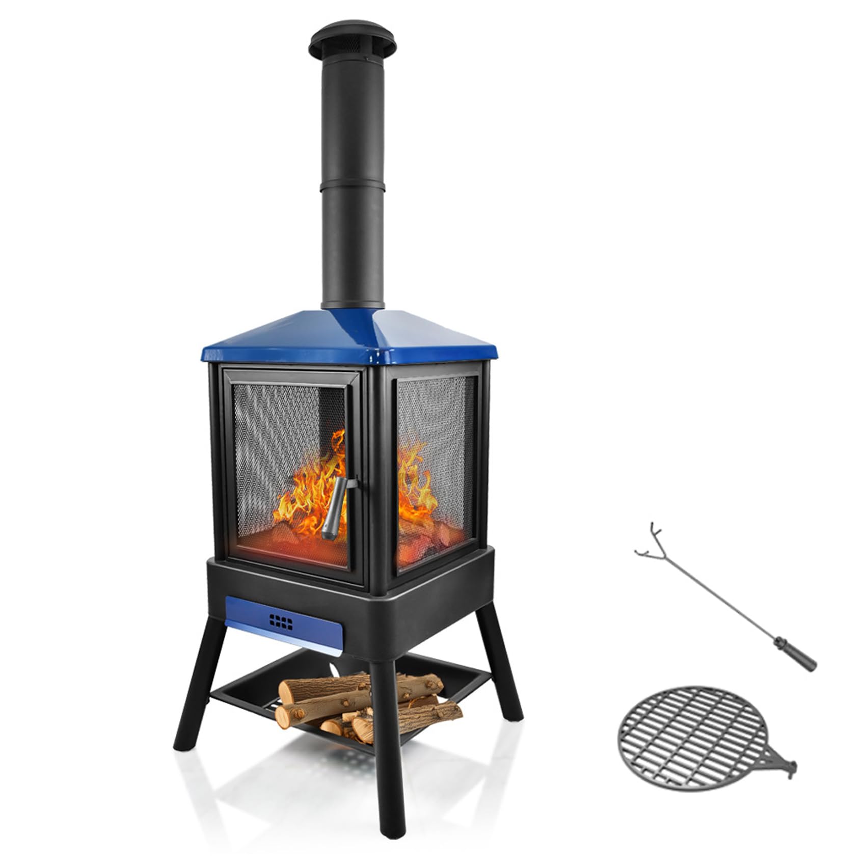 【1 台 2 役！暖房 ×BBQ 調理に対応】薪燃焼で暖房と料理を同時に実現。3 段階高さ調整のグリルを使い、超高温での揚げ物グリルから低温での食品保温まで、肉魚介野菜など多様な食材の調理に対応します。【安全設計で安心して使用】周囲を金網で覆うことで火花飛散を防止し、冷間圧延鉄板製の本体は高耐久性。キャンプ場やパティオでの長時間使用でも安心です。【大型サイズで広範囲を暖める】本体サイズ 190×75×74cm の大型デザインで、屋外の広い空間（キャンプ場庭）でも効率的に暖房が可能。薪や炭を使った自然な暖かさでアウトドア体験を豊かにします。【付属品が充実！すぐに使えるセット】コンロ本体に加え、調理用の鋳鉄グリルと薪炭を操作するファイヤーフックが付属。別途調理器具を準備する必要がなく、購入後すぐに BBQ や暖房を楽しめます。【多シーンで活用可能】キャンプ場での焚き火台、家庭の庭でのパティオヒーター、BBQ 調理台として幅広く使える万能薪ストーブ。薪炭両対応で燃料選択の自由度も高いです。【薪ストーブ ×BBQ 2 役対応】大型薪暖炉｜アウトドアパティオで暖房＆調理を両立キャンプ場の夜風から庭のパティオまで、薪の暖かさと美味しい BBQ を同時に楽しめる万能薪ストーブです。商品仕様項目 詳細商品名 スクエアミニ BBQ 暖炉材質 冷間圧延鉄板 + 鋳鉄グリル本体サイズ 190×75×74cm重量 38kgセット内容 本体 + 鋳鉄グリル + ファイヤーフック燃料 薪炭使い方のポイント調理時：3 段階高さ調整で火力をコントロール（レベル 1：超高温 / 揚げ物グリル、レベル 2：高温 / ロースト、レベル 3：低温 / 保温）安全注意：キャンプ場で使用する場合は周囲の可燃物を遠ざけ、使用後は完全に消火してから放置してください。