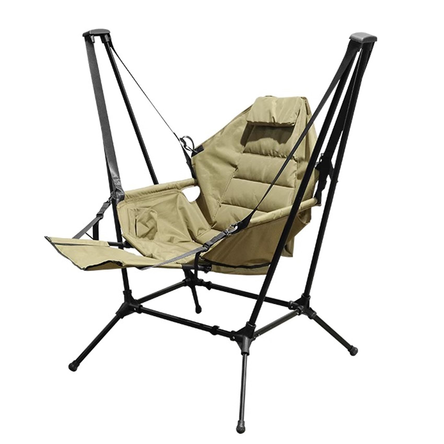 ハンモックチェア 折り畳み 屋外用 キャンプ ロッキングチェア アウトドア チェア リクライニング 耐荷重150kg ゆらゆら 自立式 室内 仮眠 昼寝 枕付き 軽量 キャンプコット ロッキングベッド 庭園 レジャー 組立不要 yellow