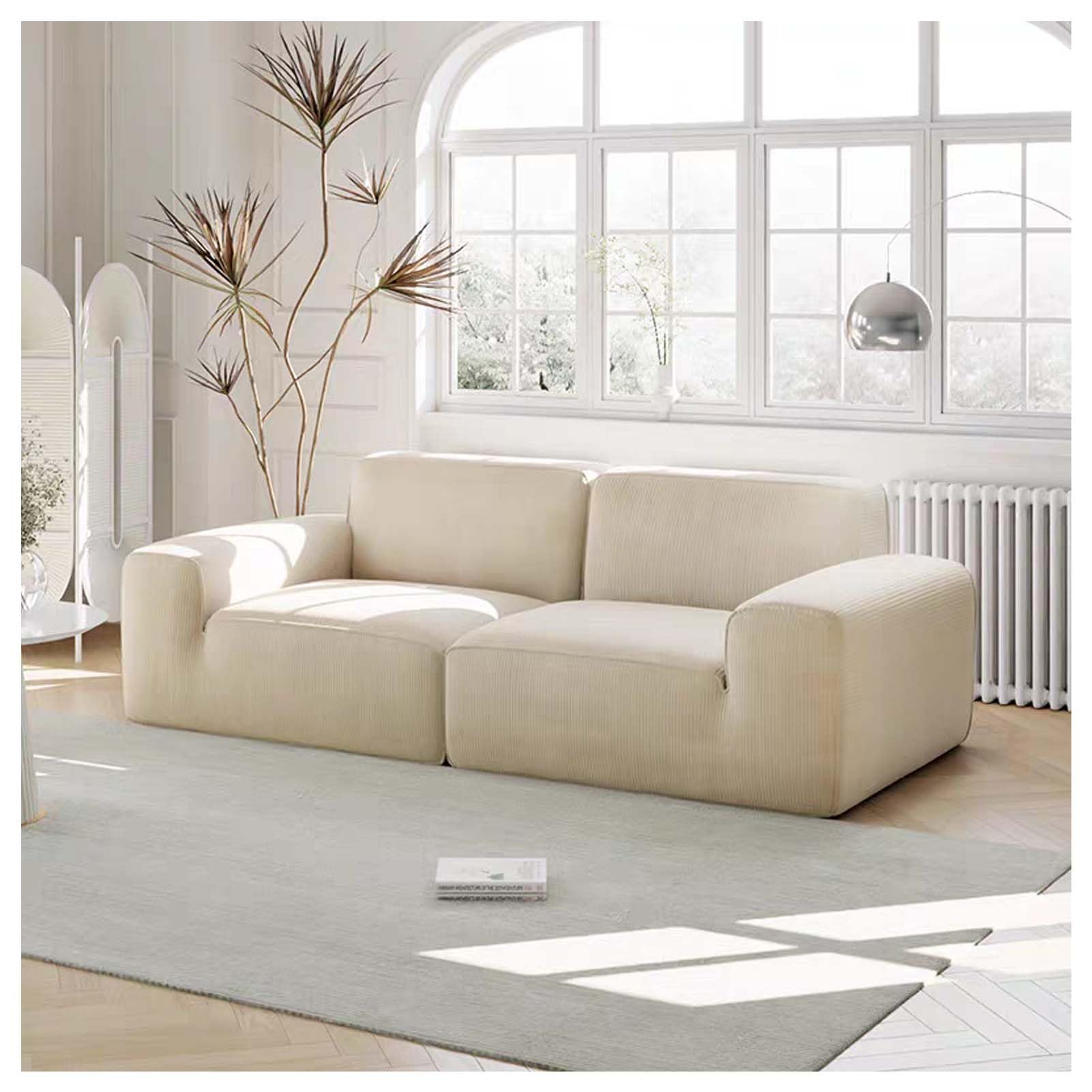 【高品質素材で長くお使いいただけます】ソファーの生地には耐久性に優れたコーデュロイを採用し、触感が柔らかくて肌に優しい特徴があります。内部には高密度スポンジを充填しており、適度な弾力性を持ち、長時間座っても疲れにくく、日常の使用に十分耐えら...