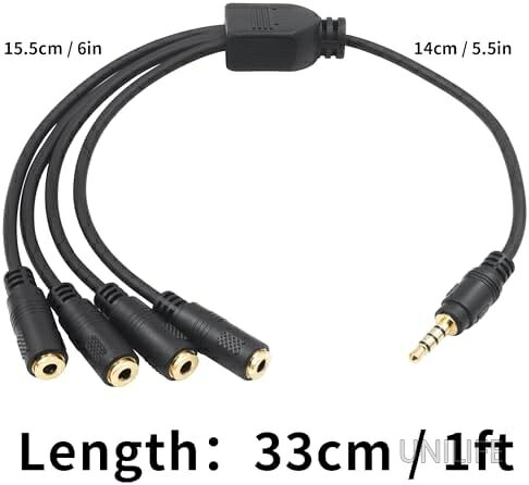 Cable de distribución de audio 3.5mm AUX 4 Polares TRRS Estereoscopio 4 Ronda Extension de auriculares Microheadset PC para automóviles — vista 2