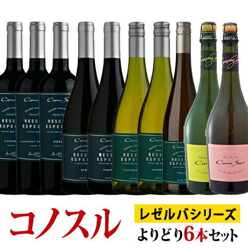 コノスル レゼルバ・エスペシャル シリーズ スパークリング よりどり6本セット ヴィーニャ・コノスル 赤 750ml　Vina Cono Sur[Cono Sur Reserva Especial]チリ 赤ワイン 白ワイン 発泡 ワインセット 送料無料【ワイン福袋セット】