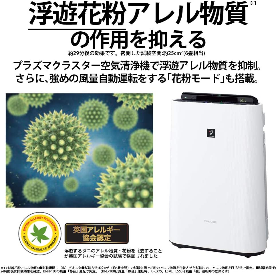 シャープ加湿空気清浄機プラズマクラスター7000スタンダード17畳/空気清浄31畳2015年モデルホワイトKC-F70-W