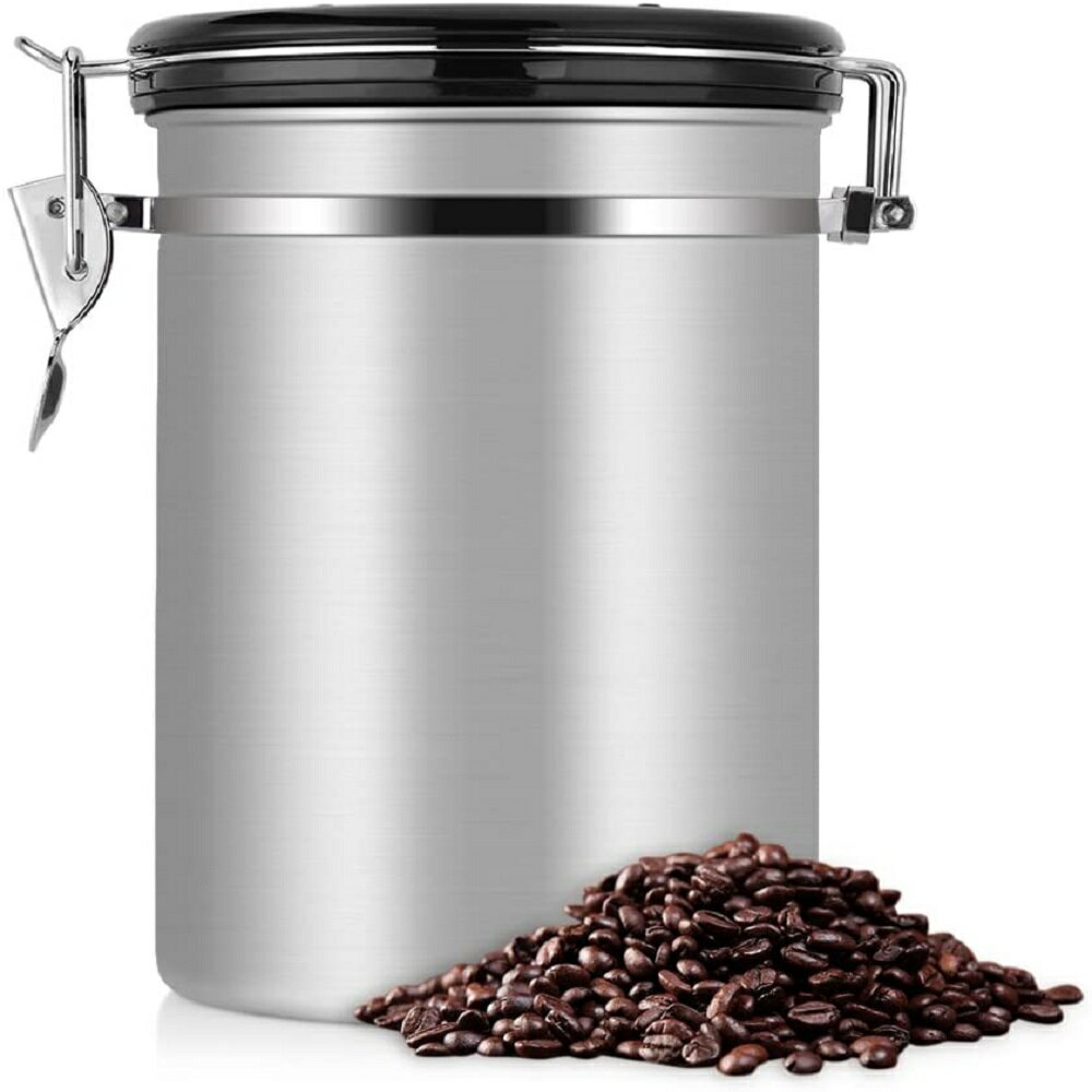 コーヒーキャニスター 1500ml 保存容器 ステンレス製 密封容器 茶筒 日付表示ダイヤル 防湿保存缶 コーヒー密閉容器　遮光保存　国内正規1年保証 2色