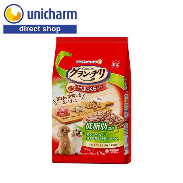 ユニ・チャーム グラン・デリ ふっくら仕立て 低脂肪 鶏ささみ・ビーフ・緑黄色野菜・小魚・チーズ・角