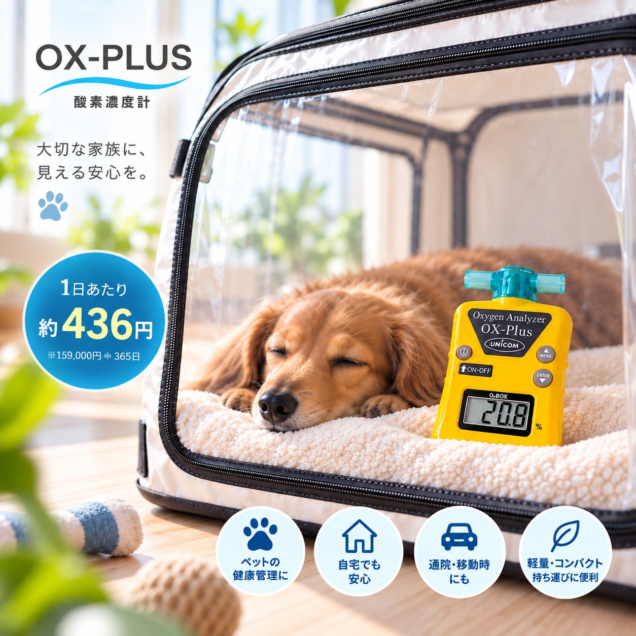 【当日発送 安心の国内修理・整備】ユニコム UNICOM 酸素濃度計 OX-PLUS ｜ オーエックス プラス 酸素濃度計測定 オキシメーター ペット用 酸素室 酸素テント 酸素ケージ用 コンパクト unicom-store-10000003 酸素のユニコム 楽天市場店 パッケージ画像