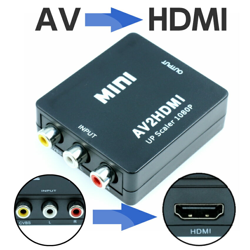 【メール便 送料無料】AV to HDMI 変換アダプター コンバーター 変換アダプタ アナログ 入 ...