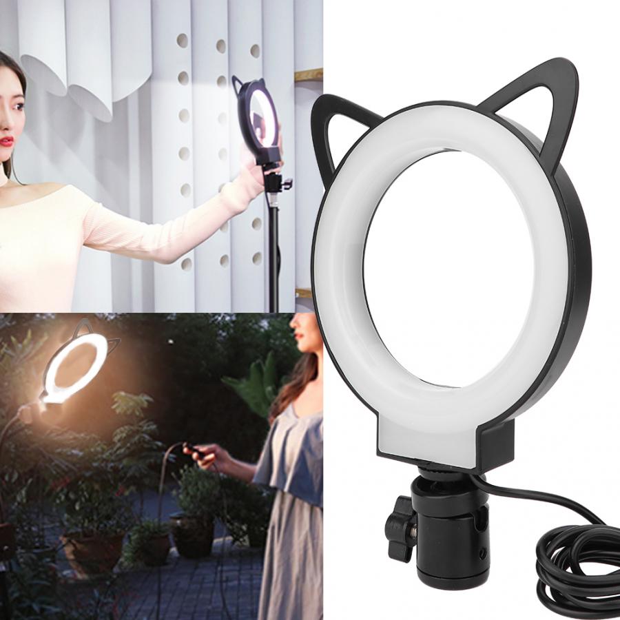 猫耳LED 美肌効果 照明 自撮りライト 調整可能 3色 10段階 LED照明 調光 影なし撮影 ライブ配信 SNS TikTok LED照明付き リングライト 映えるフォト ライト