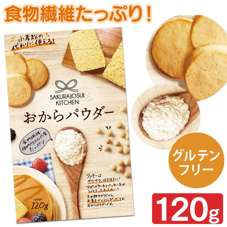 [最大400円OFFクーポン]おからパウダー 120g 送料無料 おから 小麦粉代用 糖質オフ 糖質制限 食物繊維 ..