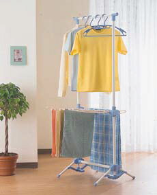 ペダルを踏むだけで折りたためる室内物干し室内物干し　W-520　ライトブルー