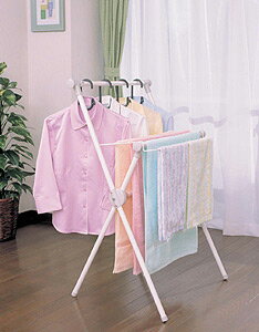 段違いの竿で洗濯物が乾きやすい室内用物干し室内物干し　X-700M　ホワイト