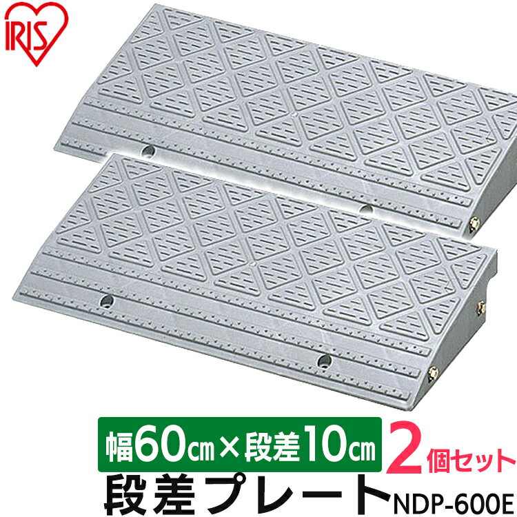 【2個セット】段差プレート 10cm 屋外用 幅60cm 段差 NDP-600E段差プレート 段差スロープ スロープ 駐車場 段差解消 玄関前 つまづき防止 転倒防止 自転車 アイリスオーヤマ