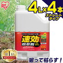 ＼ランキング1位獲得／【4個セット】速効除草剤 4L SJS-4L 除草 除草剤 4l 4リットル 草むしり 草 秋 雑草 速効 庭 手入れ ガーデニング 雑草 液状 薄めない そのまま ストレートタイプ 根 草木 工場 敷地 のり面 多年生 非農耕地 根こそぎ 徹底 アイリスオーヤマ