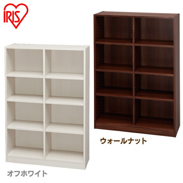 【幅80cm×高さ120cm(2列4段) ラック】 アイリスオーヤマ 幅80×奥行29×高さ120cm S-SFR1280 オフホワイト・ウォールナット 本棚 ラック 棚 収納 収納棚 マガジンラック オープンラック 大容量 コミックラック 棚板可動 一人暮らしのサムネイル