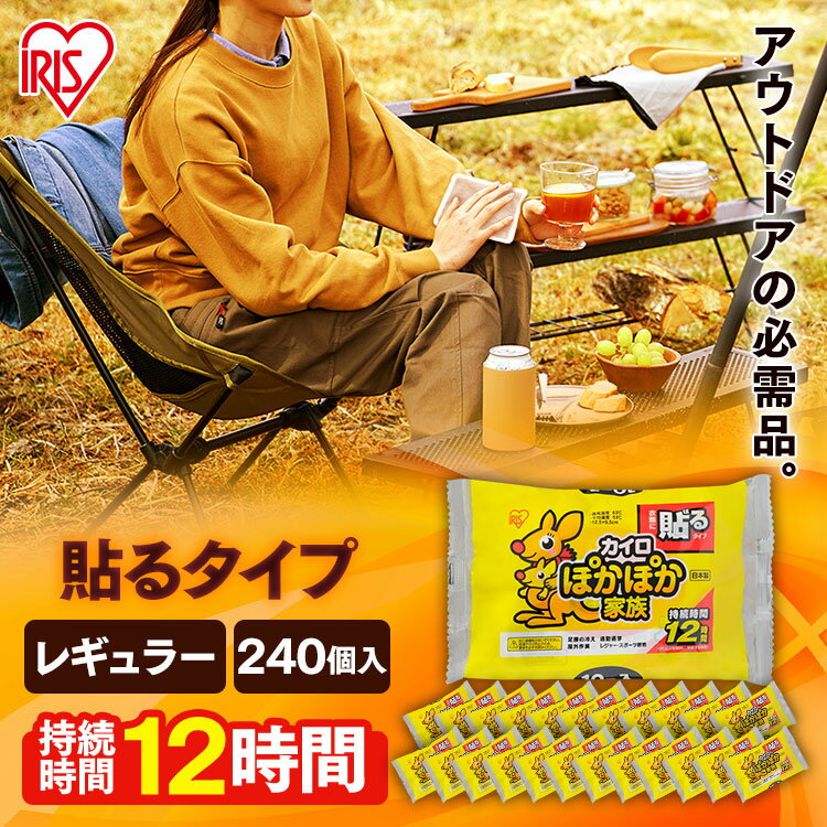 【最大400円OFFクーポン★7日09:59迄】カイロ 貼る 240枚入り PKN-10HR 貼るカイロ レギュラーサイズ 10枚×24箱セット 防寒 腰 脇 背中 冬 持ち運び 寒さ対策 あったか 衣服 使い捨てカイロ 使い捨て ぽかぽか家族 アイリスオーヤマ アイリスカイロ