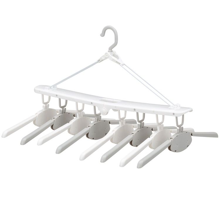 8枚干し 洗濯ハンガー トップスハンガー The hangers ワンタッチ8連ハンガー ホワイトグレー 一度に取り込み ランドリーハンガー 衣類干し 省スペース まとめ干し 時短 ワンタッチ 折りたたみ CBJ