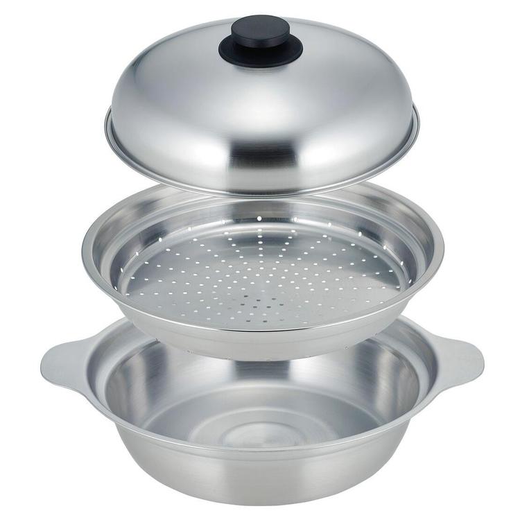[最大400円OFFクーポン]家庭用品 鍋 フライパンあったか鍋 蒸し皿付き 24cm 44763卓上鍋 衛生的 IH対応 しゃぶしゃぶ 寄せ鍋 ステンレス 燕三条 蒸し料理 下村企販 【B】