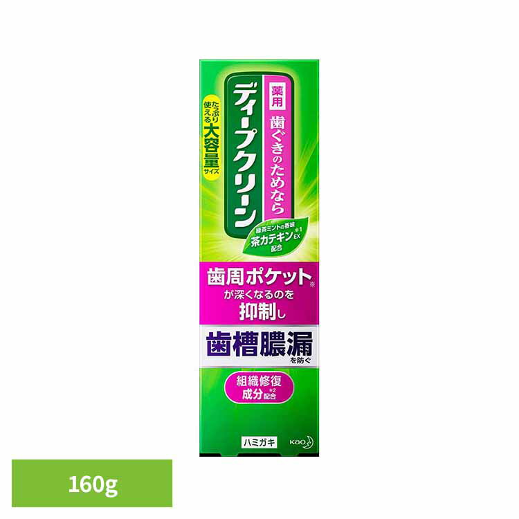 ≪最大400円クーポン≫ディープクリーン 薬用ハミガキ 160g 花王 ディープクリーン 歯磨き はみがき ハミガキ 薬用歯みがき 歯みがき 薬用成分 大容量 歯磨き粉 緑茶ミントの香味 Kao