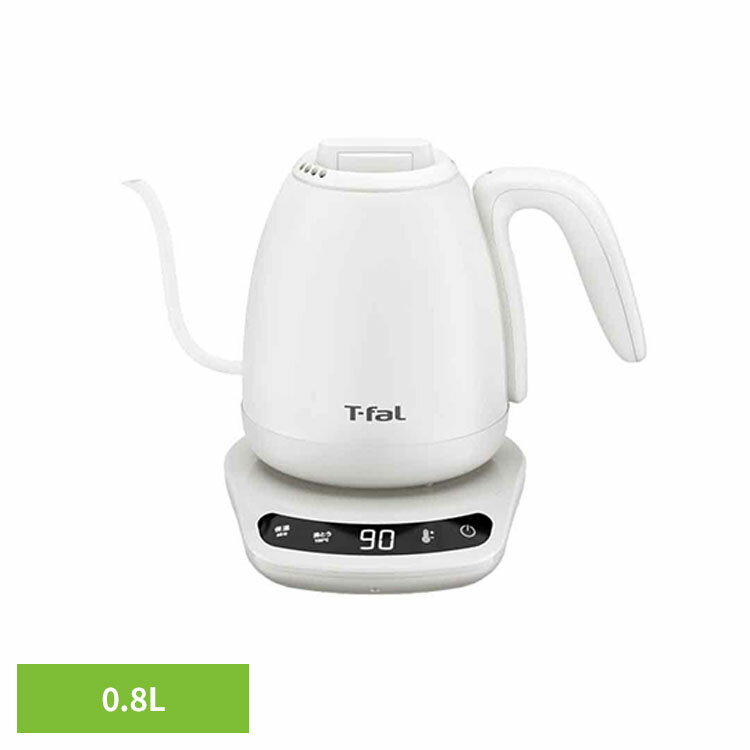 樂天商城 - T-fal (ティファール) 電気ケトル ドリップケトル カフェロック コントロール0.8L ホワイト KO9201JP電気ケトル ドリップケトル 珈琲器具 細口 800ml おしゃれ こぼれにくい キッチン T-fal ティファール T-fal（ティファール）