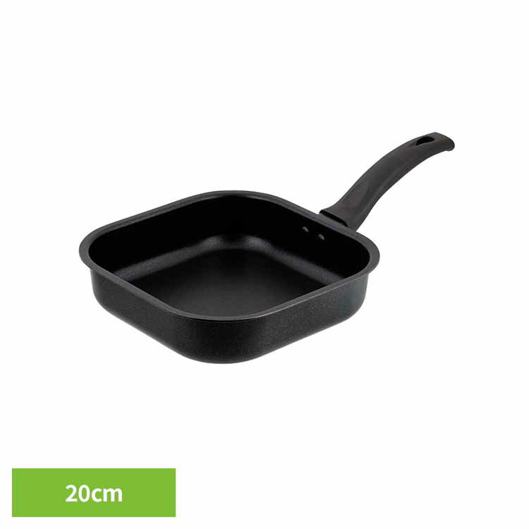樂天商城 - フライパン 20cm IH ガス火 四角 ふっ素樹脂 コーティング くっつきにくい こびりつきにくい PFOA PFOSフリー お手入れ簡単 一人暮らし 新生活 リブプラス LIVPLUS ベストコ 四角すぎる！フライパン ND-3632 *