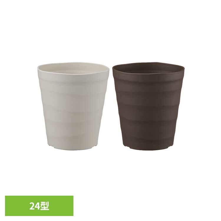 Rakuten - クラフトポット 24型 手作り 陶器 観葉植物 バラ 果樹 植え替え 部屋 シンボルツリー 通気性 通水性 アップルウェアー ホワイト ダークブラウン