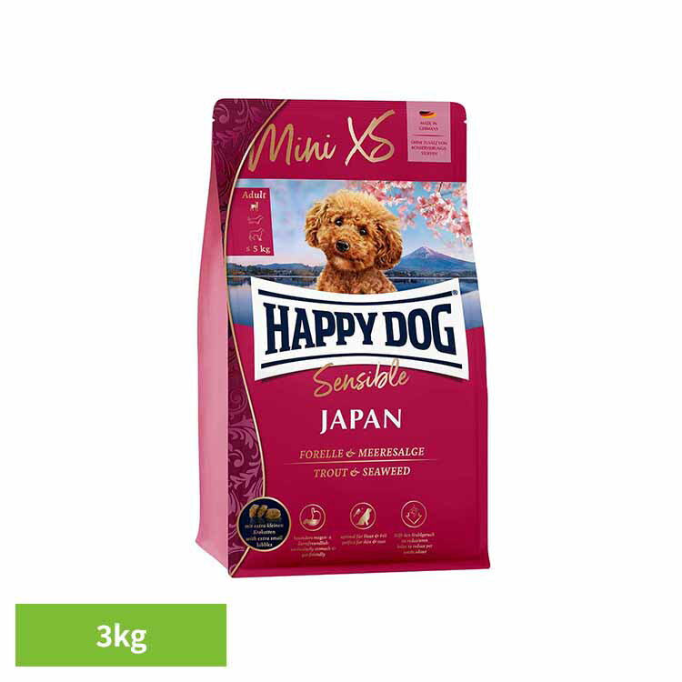 ハッピードッグ　ミニ センシブル XS ミニ XS ジャパン (チキン、トラウト&海藻/グルテンフリー)1.3kg 60942成犬 ドッグフード 無添加 ヒューマングレード 魚 皮膚 消化器 涙やけ トイプードル 極小粒 【B】