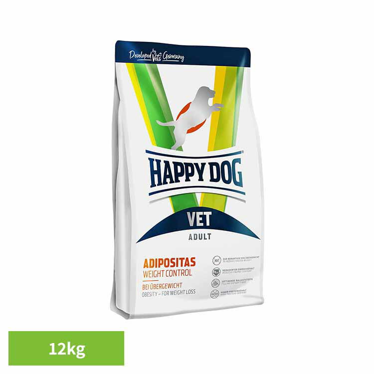 ハッピードッグ　VET 食事療法食 アディポシタス (肥満ケア) ドライ12kg 61028成犬 食事療法食 無添加 ヒューマングレード 肥満ケア ダイエット 低脂肪 高タンパク 関節 体重管理 【B】
