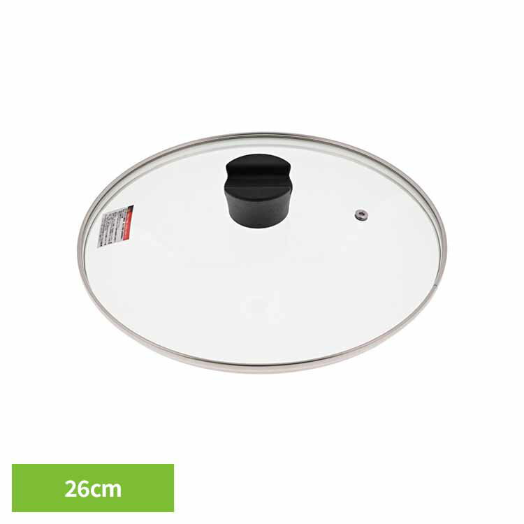 Rakuten - 鍋蓋 フライパン蓋 ガラス 26cm つまみ 菜箸 お玉置ける 蒸気穴付 吹きこぼれ防止 ガラス窓 中が見える 鍋 フライパン ふた フタ のみ 単品 鍋の蓋 フライパンの蓋 26センチ クックエポ 強化ガラス蓋 ベストコ ND-5527 * (B)