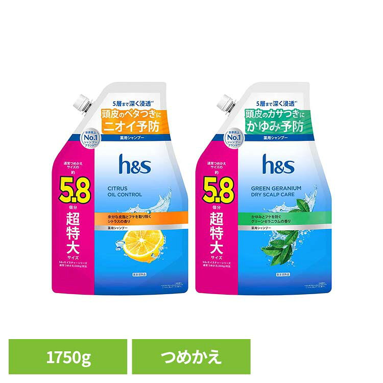 h&s シャンプー つめかえ超特大サイズ5.8倍 h&s エイチアンドエス シトラス オイルコントロール シャンプー つめかえ 詰替 超特大 5.8倍 皮脂 シトラスオイルコントロール　グリーンゼラニウム