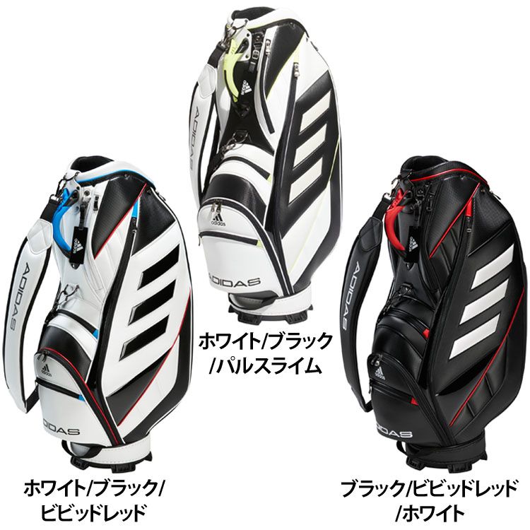 50 OFFクーポン/10日～16日10時 【在庫限り】adidas 2022SS スリーバー キャディバッグ DI849 HA3205 HA3204 HA3133 GOLF アディダス ゴルフバッグ メンズ 口枠4分割 ホワイト/ブラック/レッド ホワイト/ブラック/ライム ブラック/レッド/ホワイト【D】